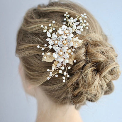 Logan - Gold Pearl Bridal Hair Clip