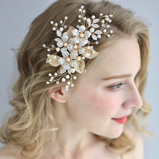 Logan - Gold Pearl Bridal Hair Clip