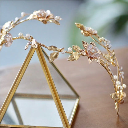 Alhambra - Pearl and Opal Bridal Double Headband / Tiara
