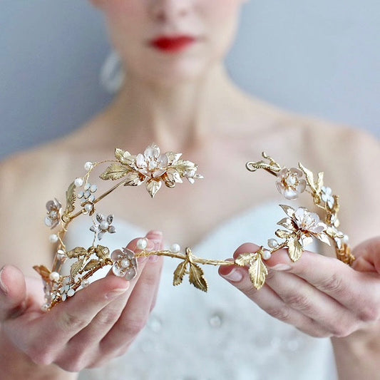 Alhambra - Pearl and Opal Bridal Double Headband / Tiara