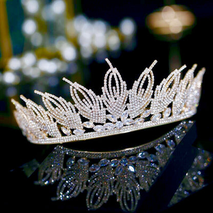 Elaine -  Cubic Zirconia Wedding Tiara - Available in Silver and Gold