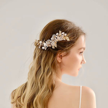 Selima - Gold Crystal Bridal Hair Clip