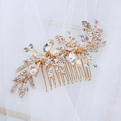 "Daphne" - Pearl and Crystal Bridal Hair Comb - Available in Gold and Silver