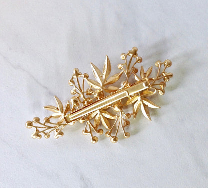 "Briony" - Gold Pearl and Crystal Bridal Hair Clip