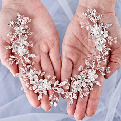 Amanda - Pearl and Crystal Bridal Headband - Available in Gold and Silver