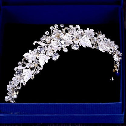 Giada - Pearl and Crystal Bridal Tiara - Available in Yellow Gold and Silver