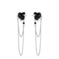 Gothic Heart Tassel Zircon Copper Stud Earrings