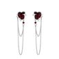 Gothic Heart Tassel Zircon Copper Stud Earrings