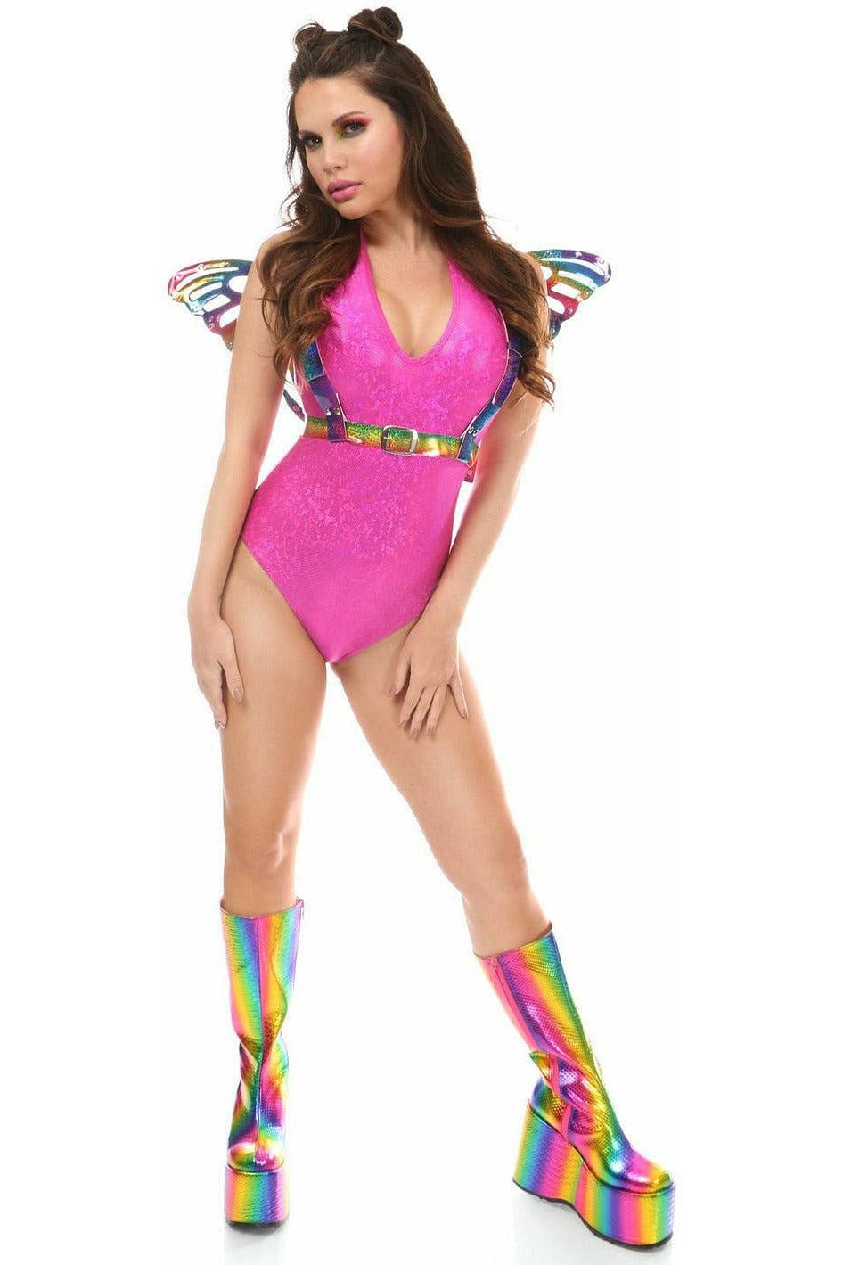 Rainbow Glitter PVC Large Butterfly Wing Body Harness