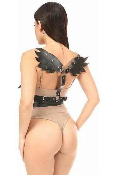 Black Vegan Leather Body Harness w/Wings