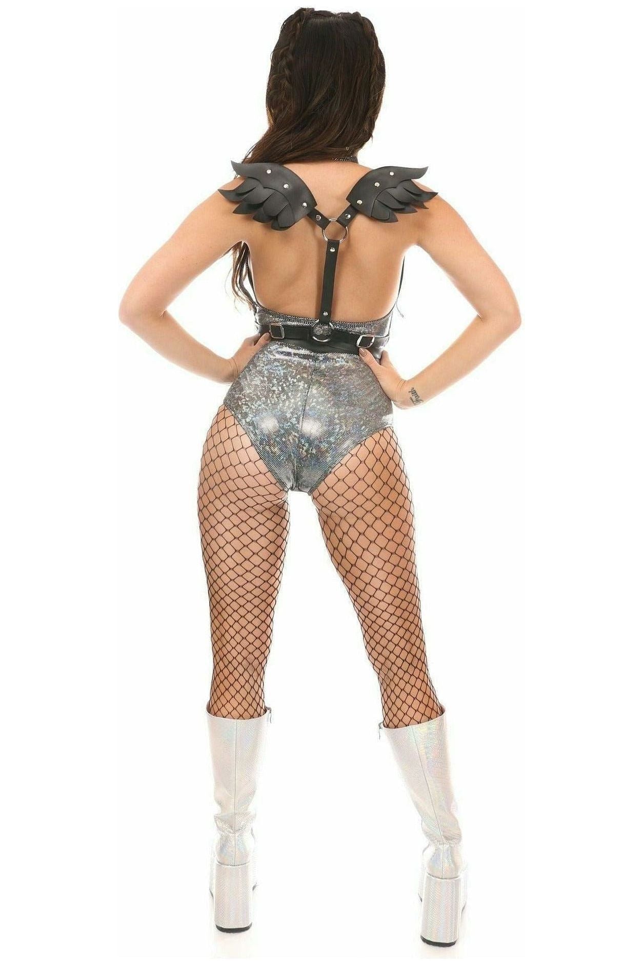 Black Vegan Leather Body Harness w/Wings