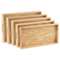 Oak Wood Nested Serving Trays  Five Piece Set of Rectangular Quality Wooden Trays with Cut Out Handles