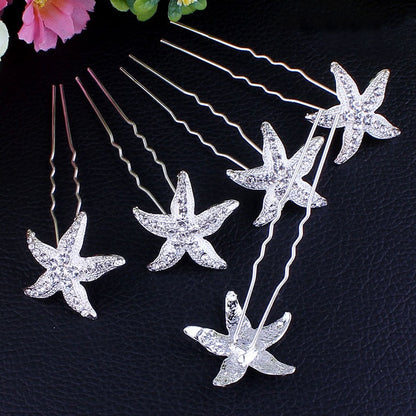 Kailani - Crystal Sea Star Hair Pins - Set of 5