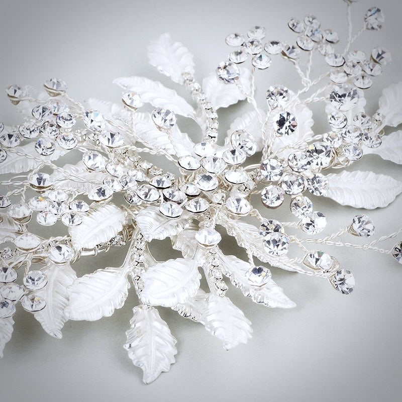 "Selina" - Silver Crystal Bridal Headband/Hair Vine