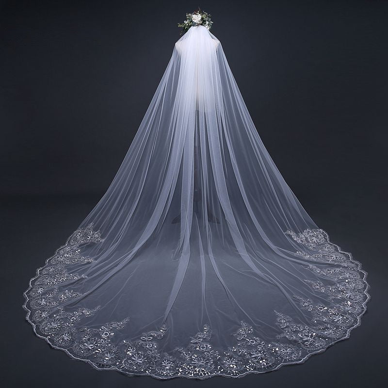 "Loreen" - Lace Edge Cathedral Bridal Veil - Available in White and Ivory