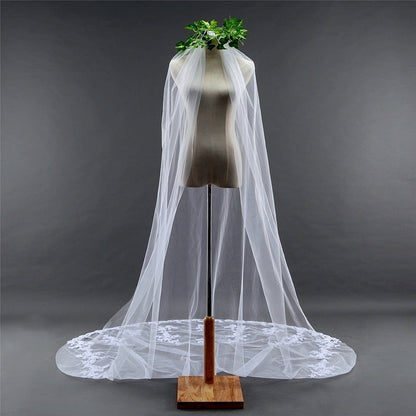 "Hailey" - Lace Edge Cathedral Bridal Veil - Available in White and Ivory