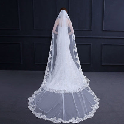 "Natalya" - Lace Edge Cathedral Bridal Veil - Available in White and Ivory