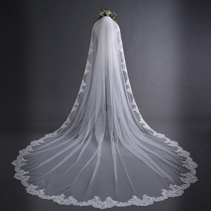 "Natalya" - Lace Edge Cathedral Bridal Veil - Available in White and Ivory