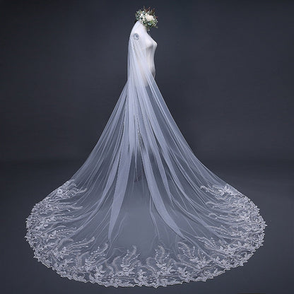 Joanna - Lace Edge Cathedral Bridal Veil - Available in White and Ivory