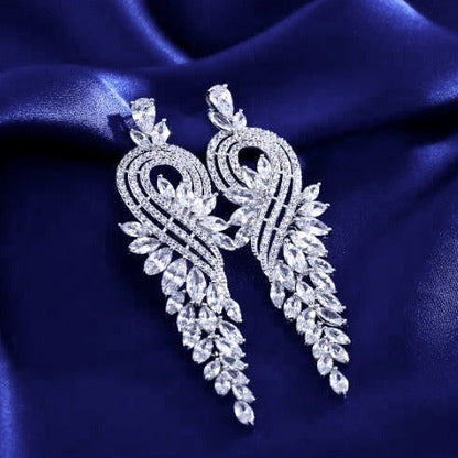 Leona - Silver Cubic Zirconia Bridal Earrings