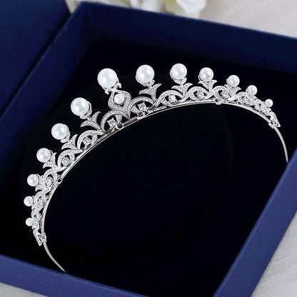 Nadine - Wedding Pearl and Cubic Zirconia Tiara