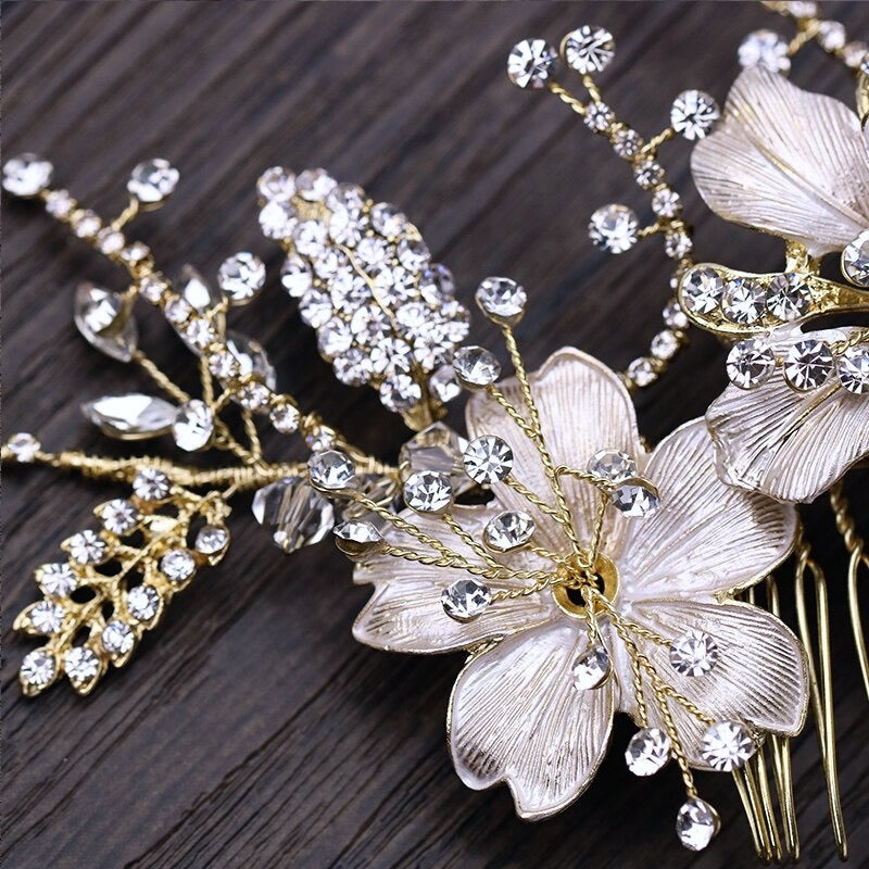 Claudia - Crystal Bridal Hair Comb - Available in Gold and Silver