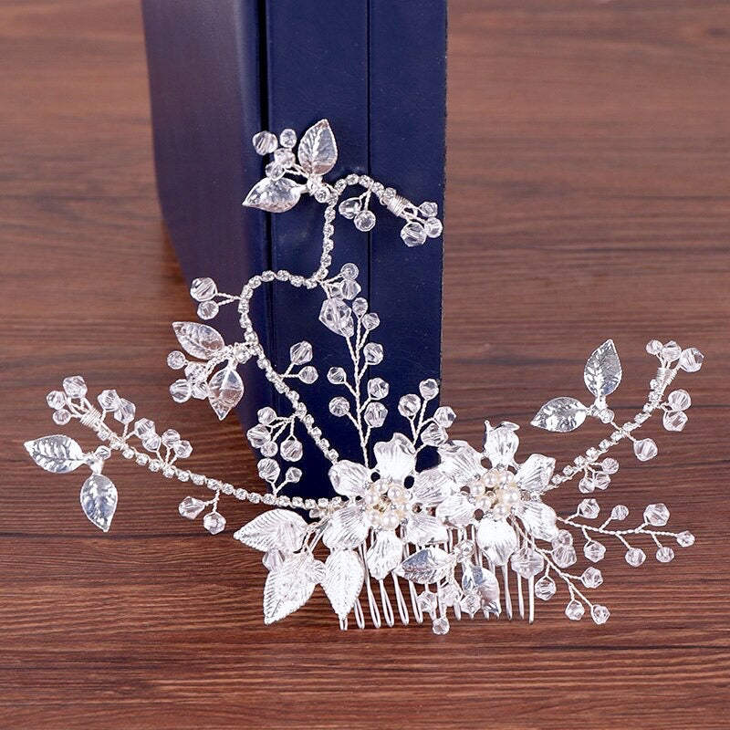 Kara - Pearl and Crystal Bridal Hair Comb - Available in Gold and Silver