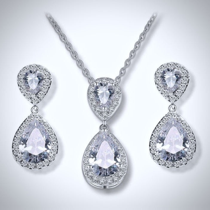 Renee - Cubic Zirconia Bridal Jewelry Set - Available in Silver, Rose Gold and Yellow Gold