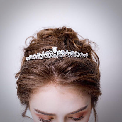 Joelle - Silver Cubic Zirconia 3-Piece Bridal Jewelry Set With Tiara