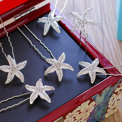 Kailani - Crystal Sea Star Hair Pins - Set of 5