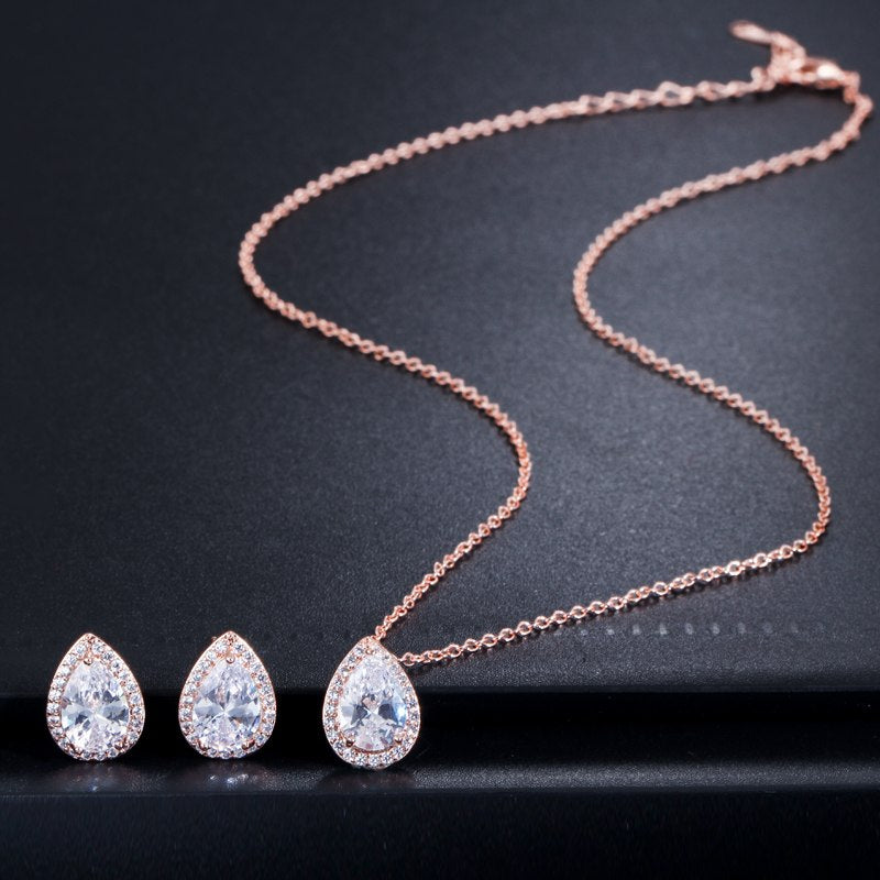 Tina - Cubic Zirconia Bridal Jewelry Set - Available in Silver, Rose Gold and Yellow Gold