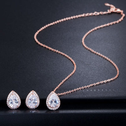 Tina - Cubic Zirconia Bridal Jewelry Set - Available in Silver, Rose Gold and Yellow Gold