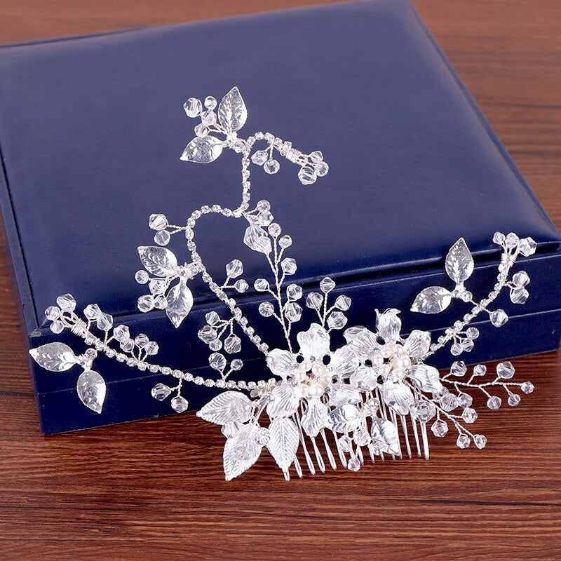 Kara - Pearl and Crystal Bridal Hair Comb - Available in Gold and Silver