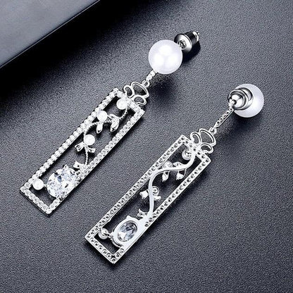Trina - Pearl and Cubic Zirconia Bridal Earrings