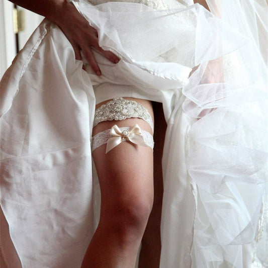 Kaylee - Lace and Crystal Bridal Garter Set