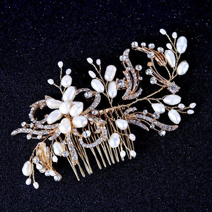 Samantha - Pearl and Crystal Bridal Hair Comb - Available in Silver and Gold