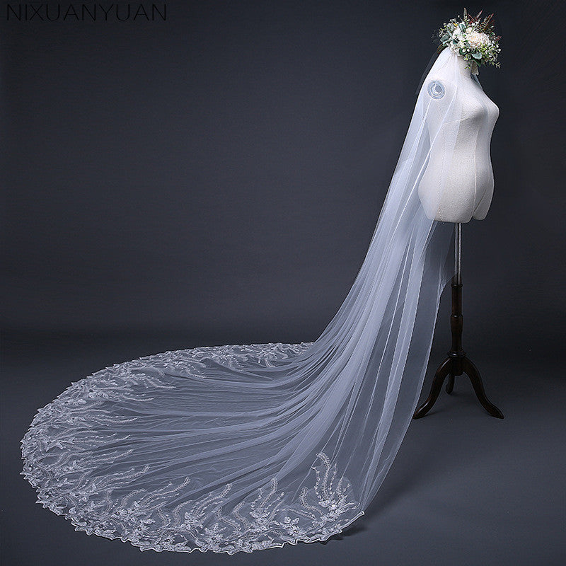 Joanna - Lace Edge Cathedral Bridal Veil - Available in White and Ivory