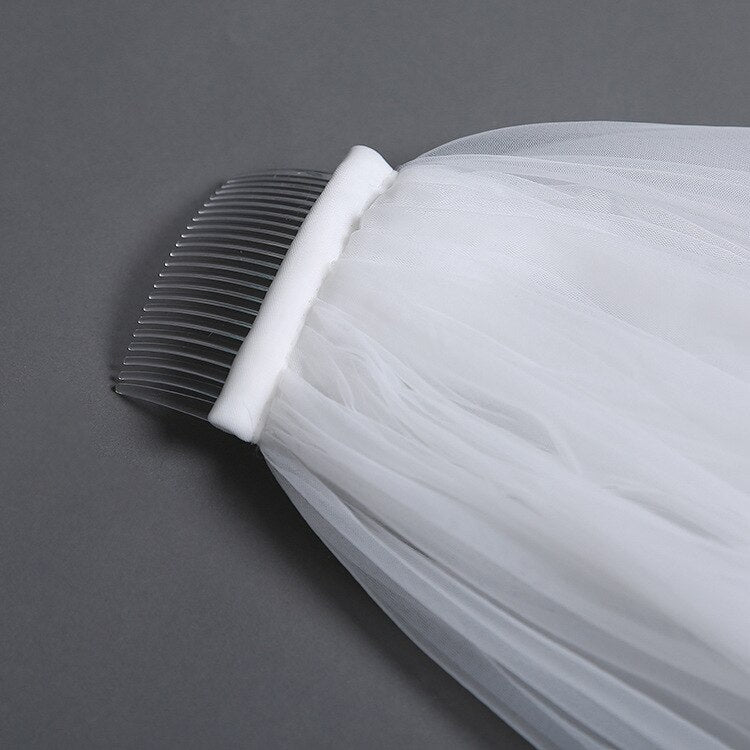 "Elisha" - Simple 2-Tier Cathedral Bridal Veil - Available in White and Ivory