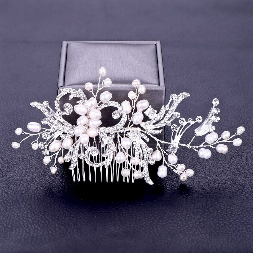 Samantha - Pearl and Crystal Bridal Hair Comb - Available in Silver and Gold