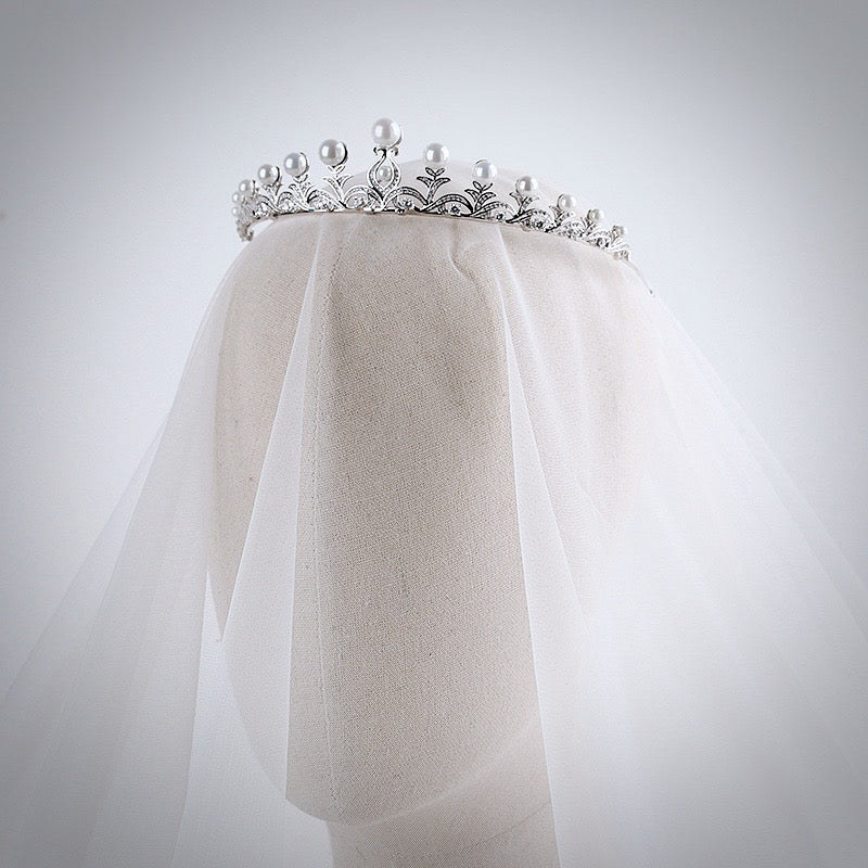 Nadine - Wedding Pearl and Cubic Zirconia Tiara