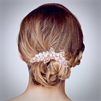 Cleo - Pearl and Crystal Bridal Hair Comb - Available in Rose Gold and Silver