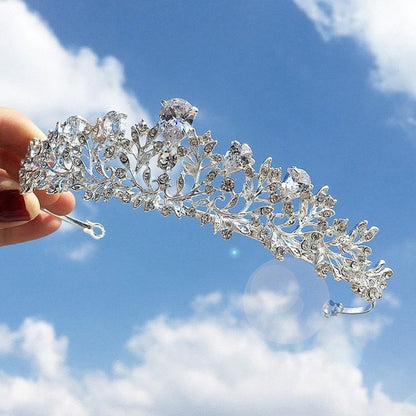 Brianna - Wedding Cubic Zirconia Tiara - Available in Silver, Rose Gold and Yellow Gold