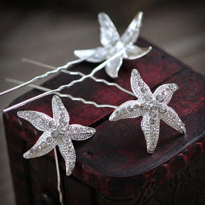 Kailani - Crystal Sea Star Hair Pins - Set of 5