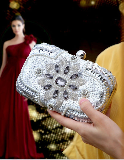 Jaimee - Silver Bridal Handbag Clutch