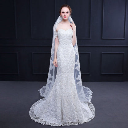 "Natalya" - Lace Edge Cathedral Bridal Veil - Available in White and Ivory