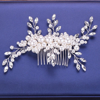 "Missy" - Silver Pearl and Crystal Bridal Hair Comb