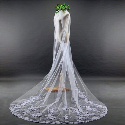 "Hailey" - Lace Edge Cathedral Bridal Veil - Available in White and Ivory