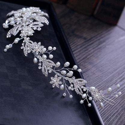 "Robin" - Silver Pearl and Crystal Bridal Headband