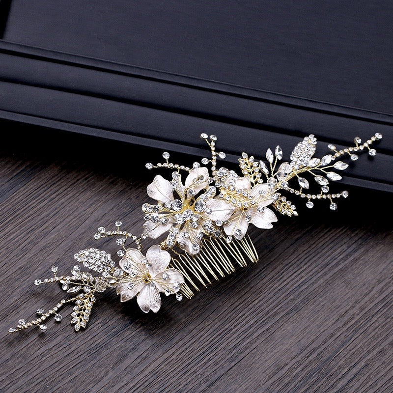 Claudia - Crystal Bridal Hair Comb - Available in Gold and Silver
