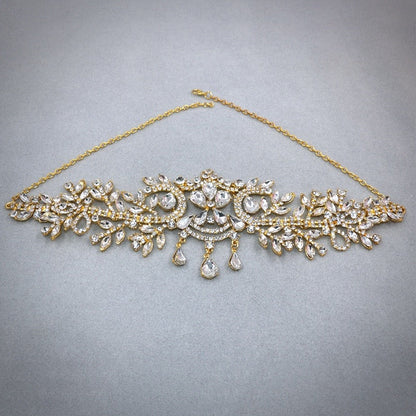 "Kiara" - Crystal Bridal Forehead Chain / Headdress - Available in Silver, Rose Gold and Yellow Gold